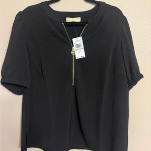 Michael Kors Black Blouse with Gold Zipper